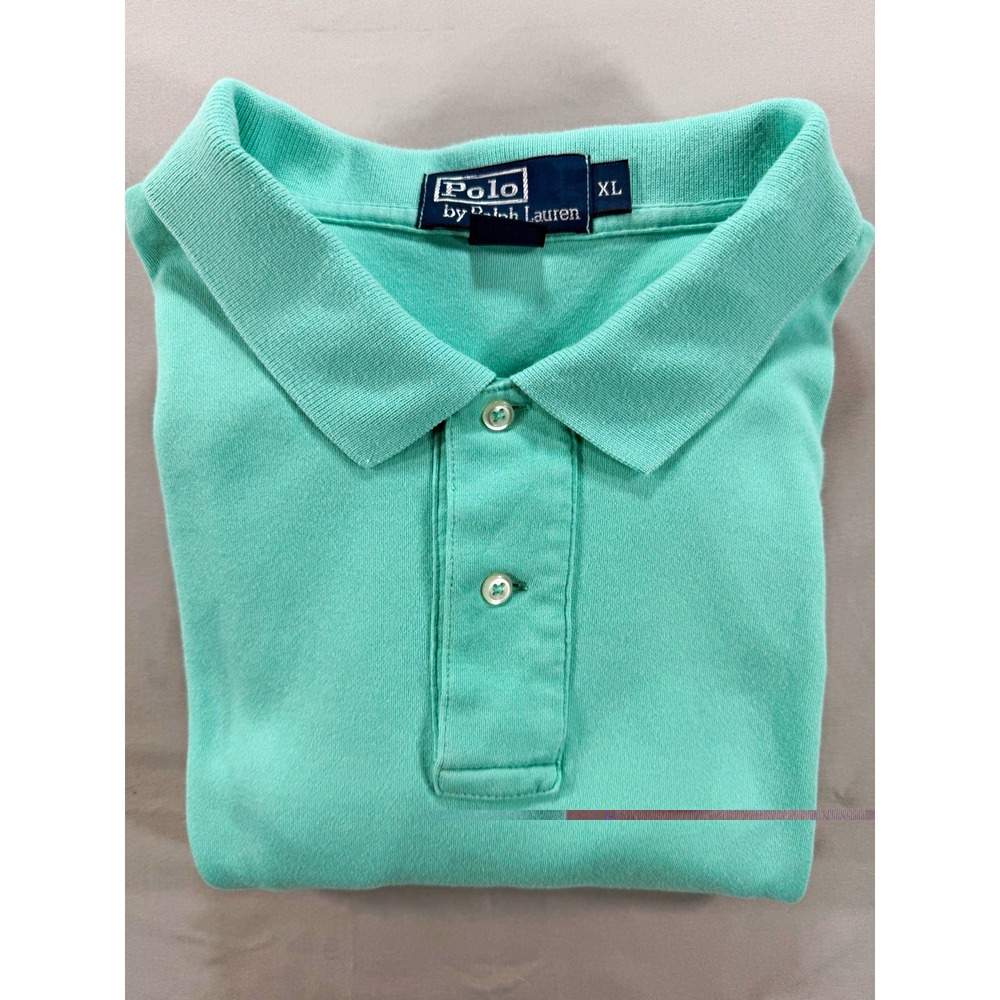 Polo Ralph Lauren Men's XL Mint Green Short Sleeve Solid Cotton Knit Polo Logo